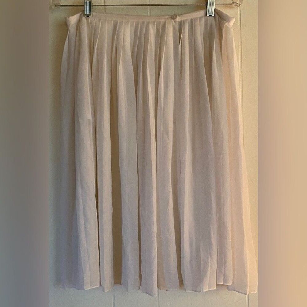 DKNY Skirt Women’s 6 White Pleated Wrap Midi Party Corpcore Minimalist Neutral